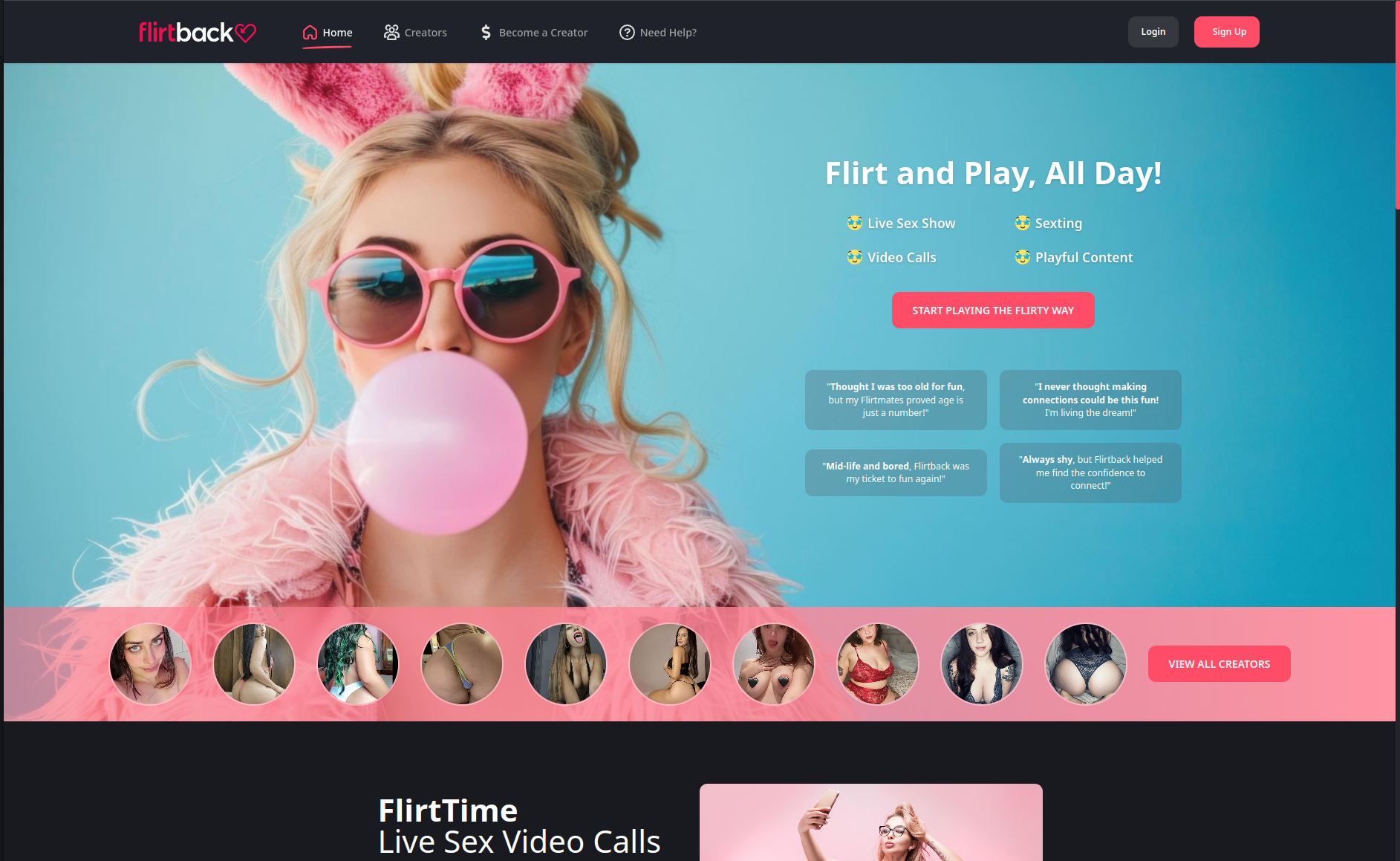 flirtback homepage
